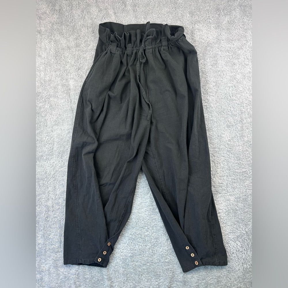 Free People Bring The Beach Pants Black Paper Bag 2-in-1 Leg Adjustable Waist S